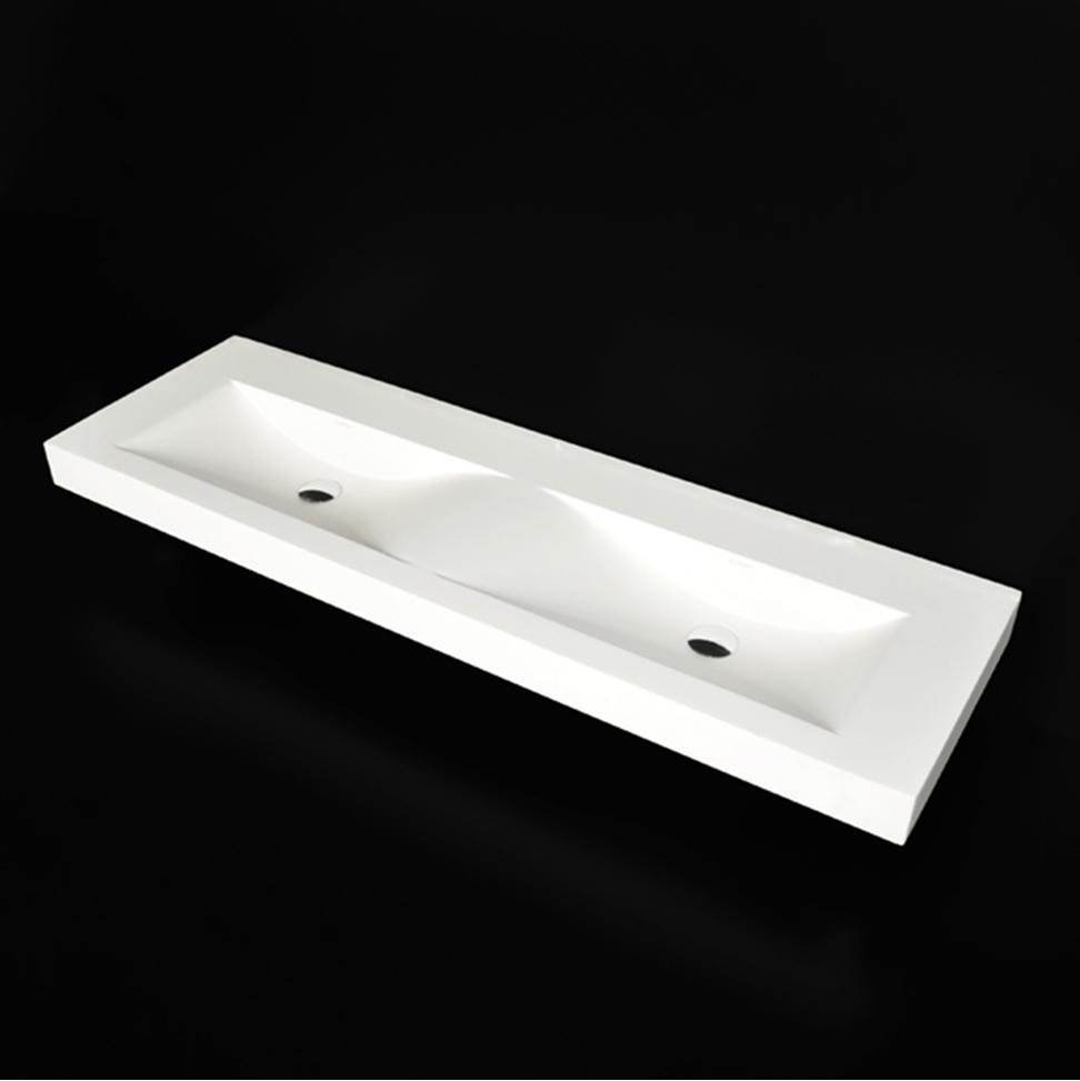 Lacava Double vanity top made of solid surface, with an overflow.