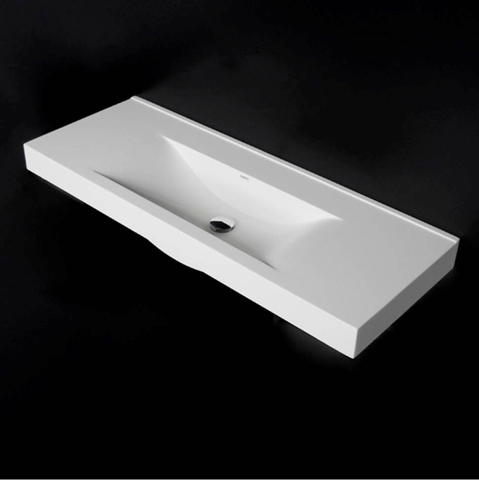 Lacava Vanity top Bathroom Sink made of solid surface, with an overflow, 45 7/8''W, 17 1/4''D, 7''H.