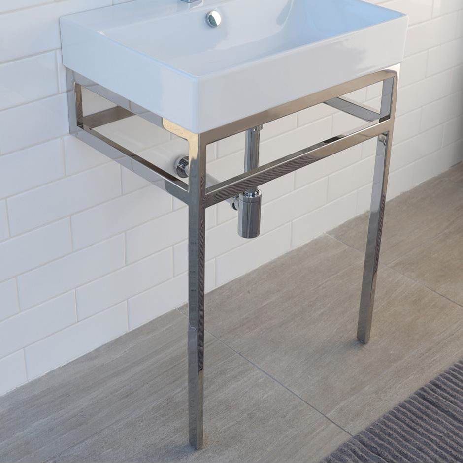 Lacava Floor-standing metal console stand with a towel bar (Bathroom Sink 5231 sold separately), made of stainless steel or brass.