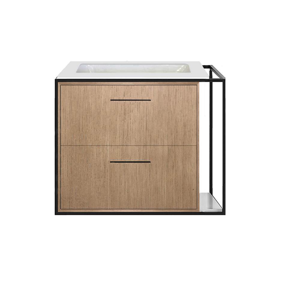 Lacava Cabinet of wall-mount under-counter vanity LIN-UN-24LF with sink on the left