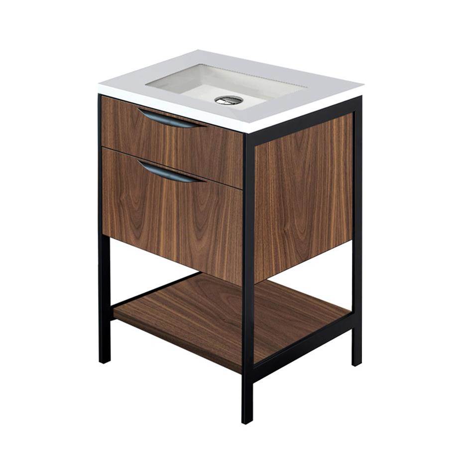 Lacava Cabinet of free standing under-counter vanity with one wide drawers, bottom wood shelf and metal frame (pulls included).