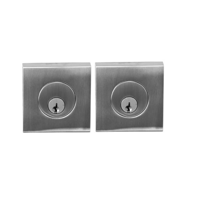 Linnea Square Deadbolt Double Cylinder, Polished Stainless Steel