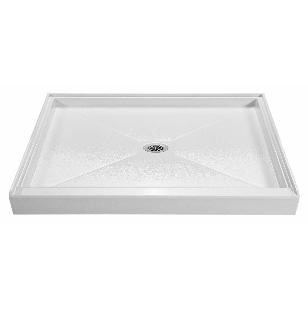 MTI Baths 4236 Acrylic Cxl Center Drain 42'' Threshold 3-Sided Integral Tile Flange - Biscuit