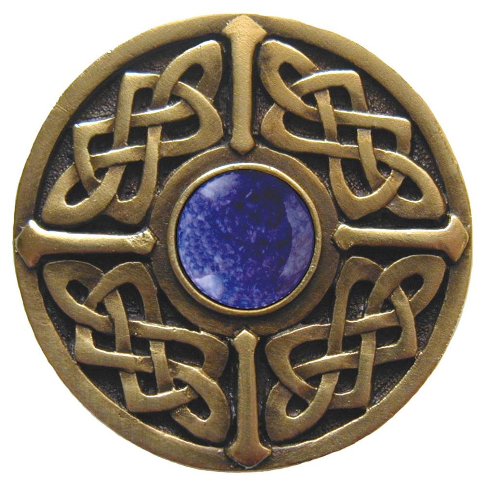 Notting Hill Celtic Jewel Knob Antique Brass/Blue Sodalite natural stone