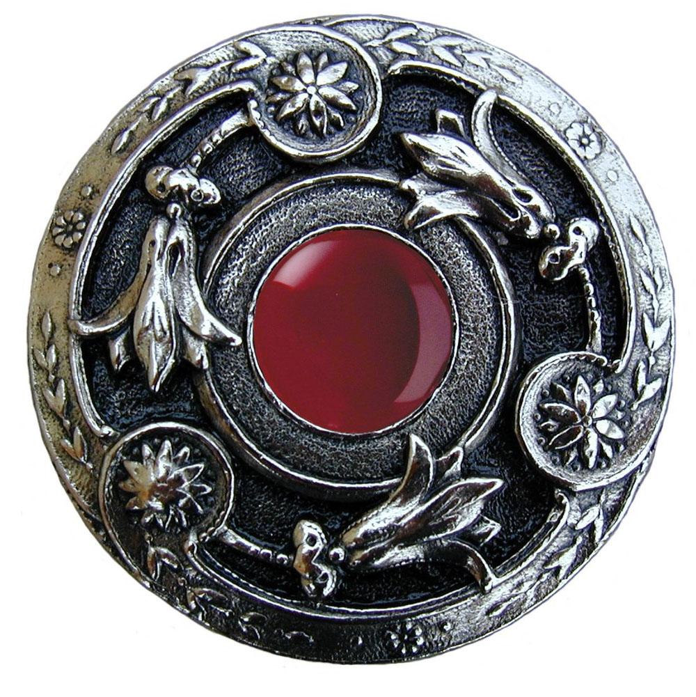 Notting Hill Jeweled Lily Knob Brite Nickel/Red Carnelian natural stone