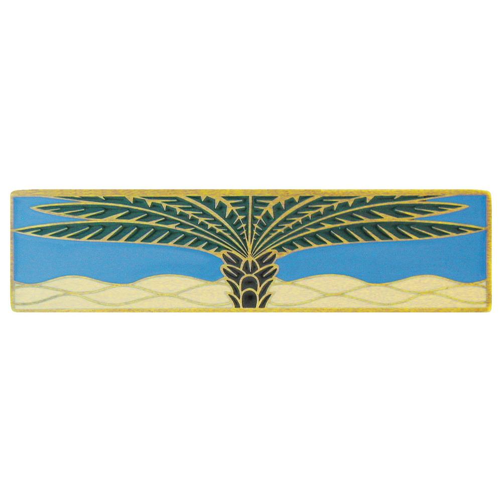 Notting Hill Royal Palm Pull Antique Brass/Periwinkle (Horizontal)