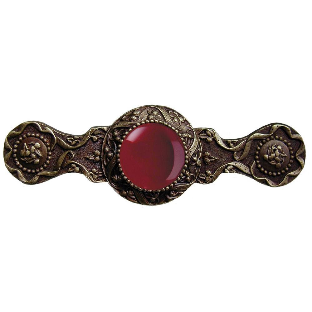Notting Hill Victorian Jewel Pull Antique Brass/Red Carnelian
