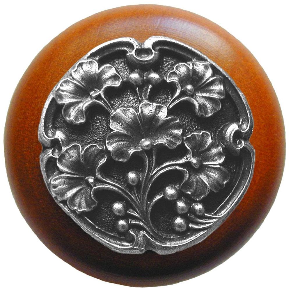 Notting Hill Ginkgo  Berry Wood Knob in Antique Pewter/Cherry wood finish