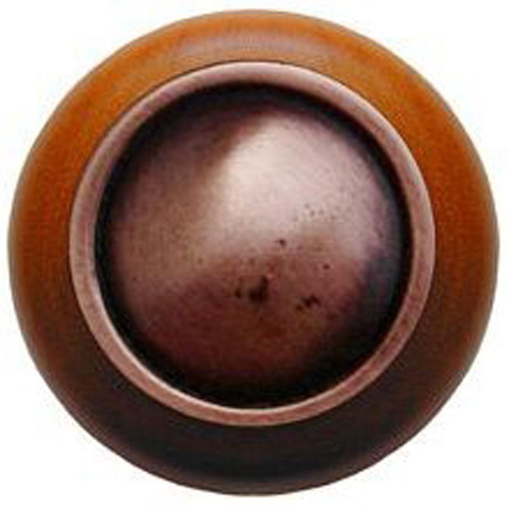Notting Hill Plain Dome Wood Knob in Antique Copper/Cherry wood finish