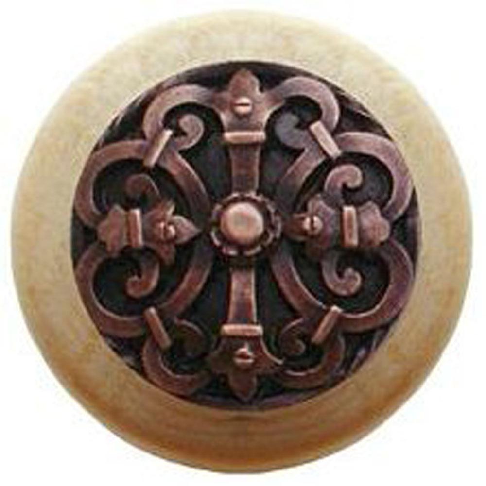 Notting Hill Chateau Wood Knob in Antique Copper/Natural wood finish