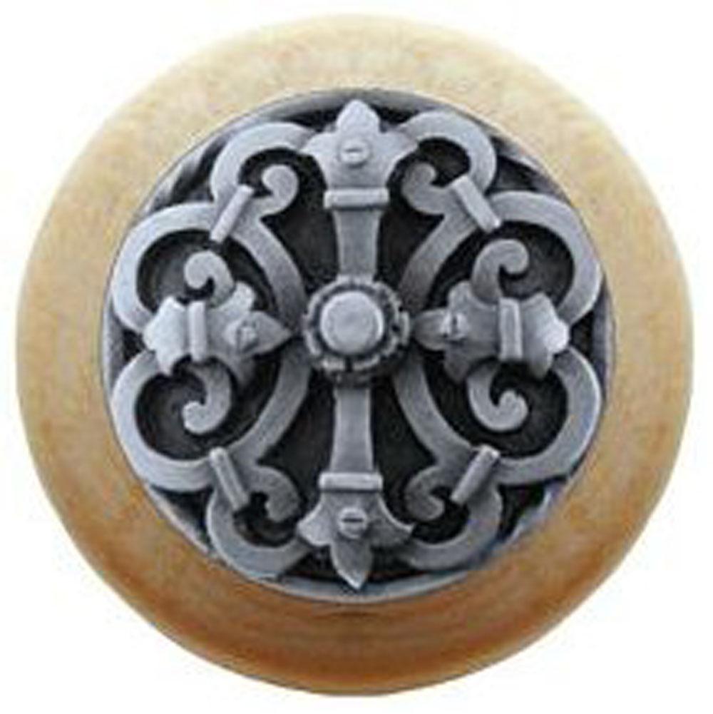 Notting Hill Chateau Wood Knob in Antique Pewter/Natural wood finish