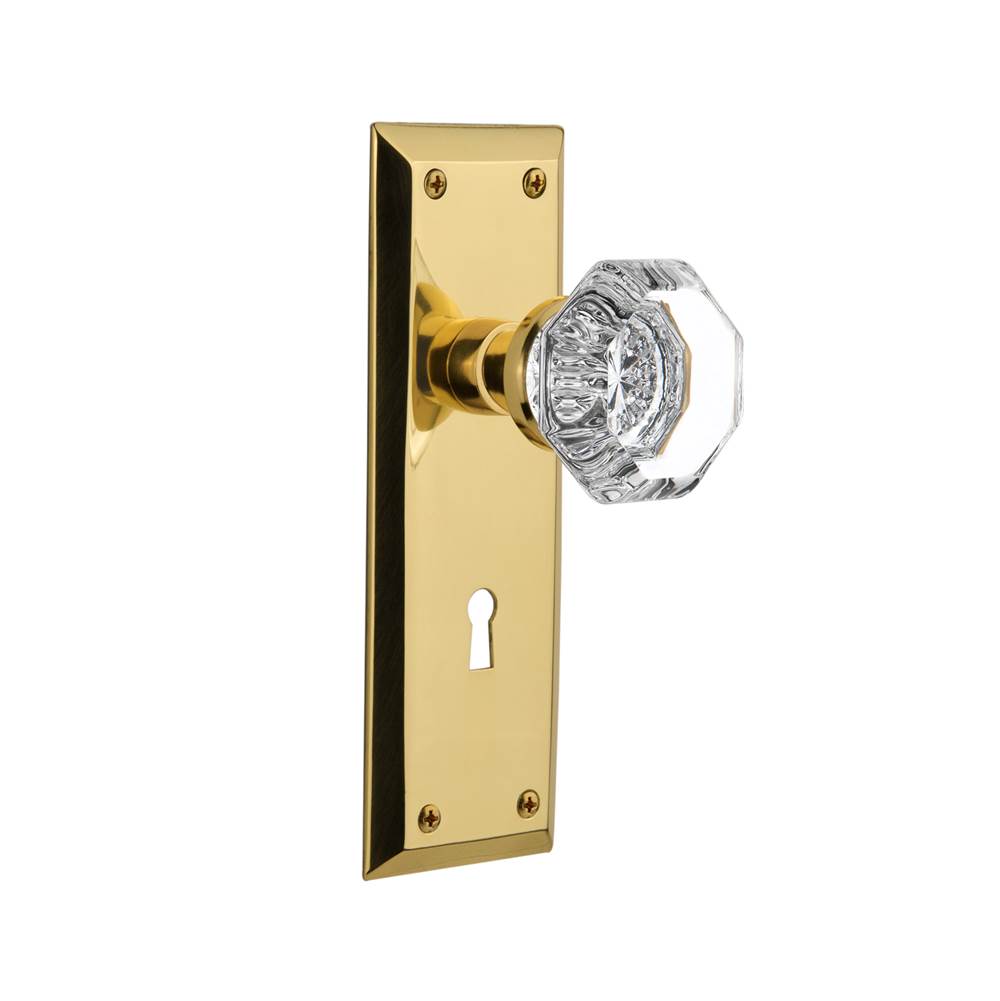 Nostalgic Warehouse Nostalgic Warehouse New York Plate with Keyhole Single Dummy Waldorf Door Knob in Polished Brass