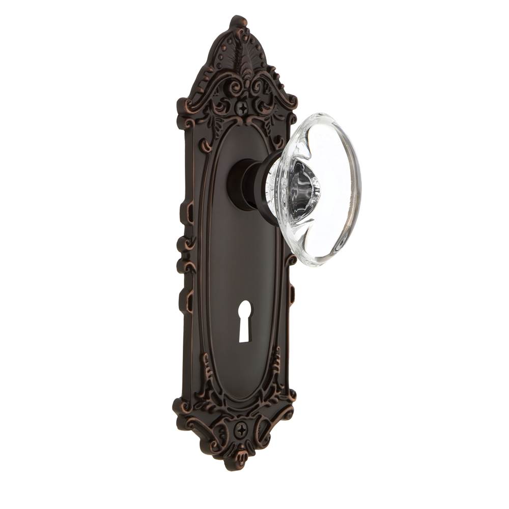 Nostalgic Warehouse Nostalgic Warehouse Victorian Plate Interior Mortise Oval Clear Crystal Glass Door Knob in Timeless Bronze
