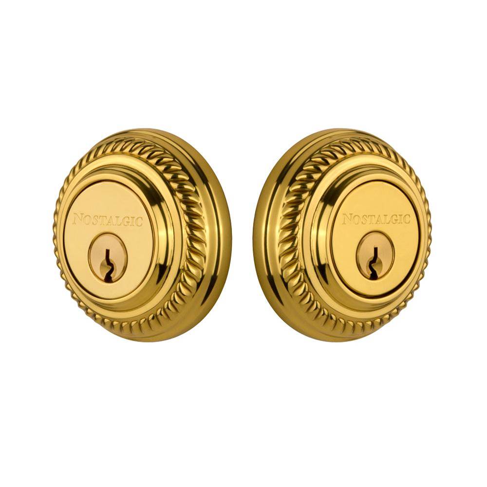 Nostalgic Warehouse Nostalgic Warehouse Rope Rosette Double Cylinder Deadbolt in Polished Brass
