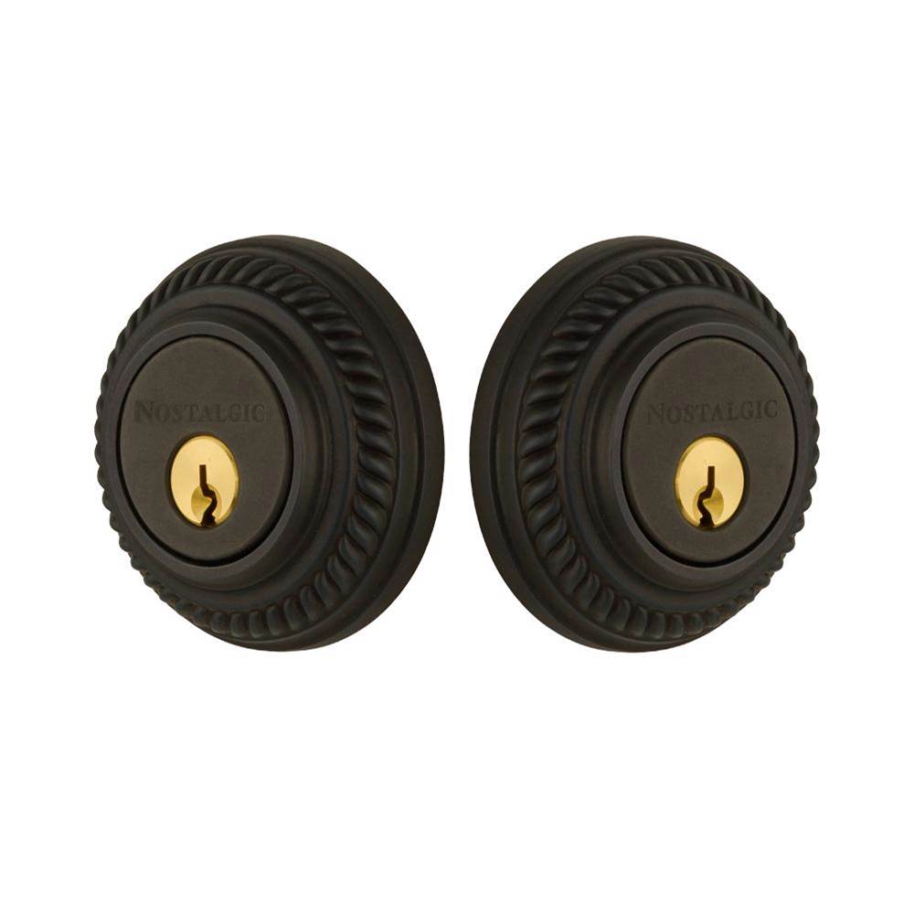 Nostalgic Warehouse Nostalgic Warehouse Rope Rosette Double Cylinder Deadbolt in Oil_Rubbed Bronze