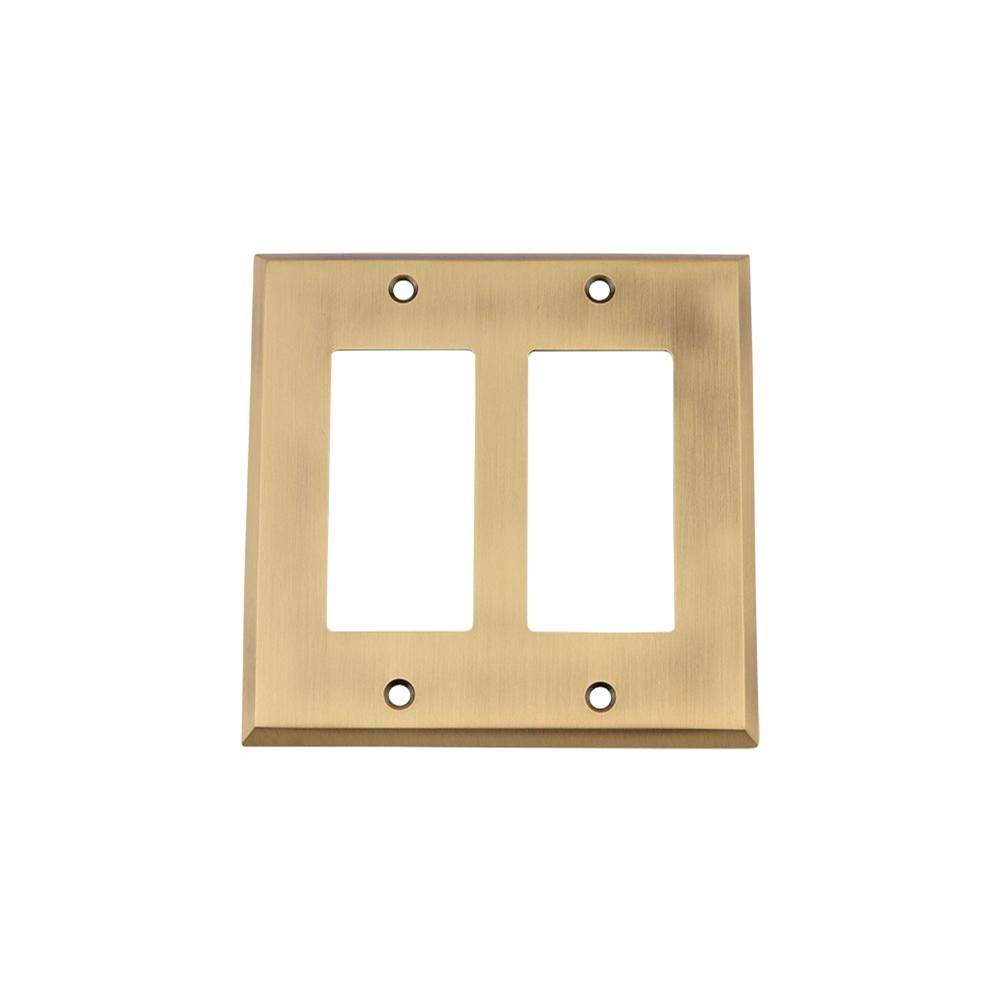 Nostalgic Warehouse Nostalgic Warehouse New York Switch Plate with Double Rocker in Antique Brass