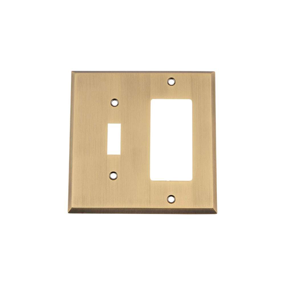 Nostalgic Warehouse Nostalgic Warehouse New York Switch Plate with Toggle and Rocker in Antique Brass