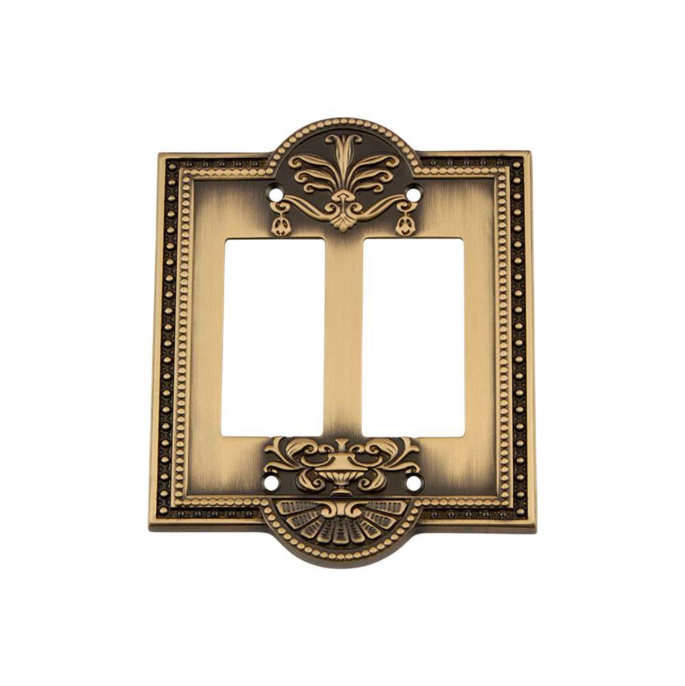 Nostalgic Warehouse Nostalgic Warehouse Meadows Switch Plate with Double Rocker in Antique Brass