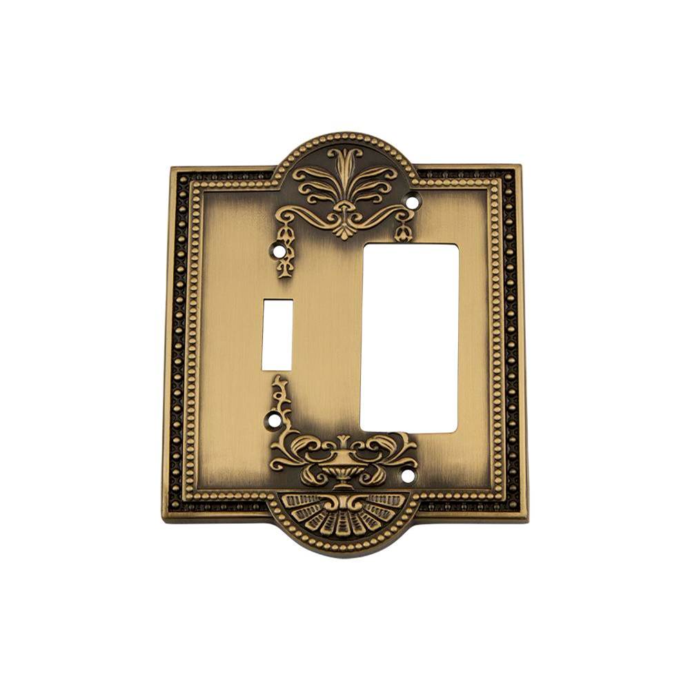 Nostalgic Warehouse Nostalgic Warehouse Meadows Switch Plate with Toggle and Rocker in Antique Brass
