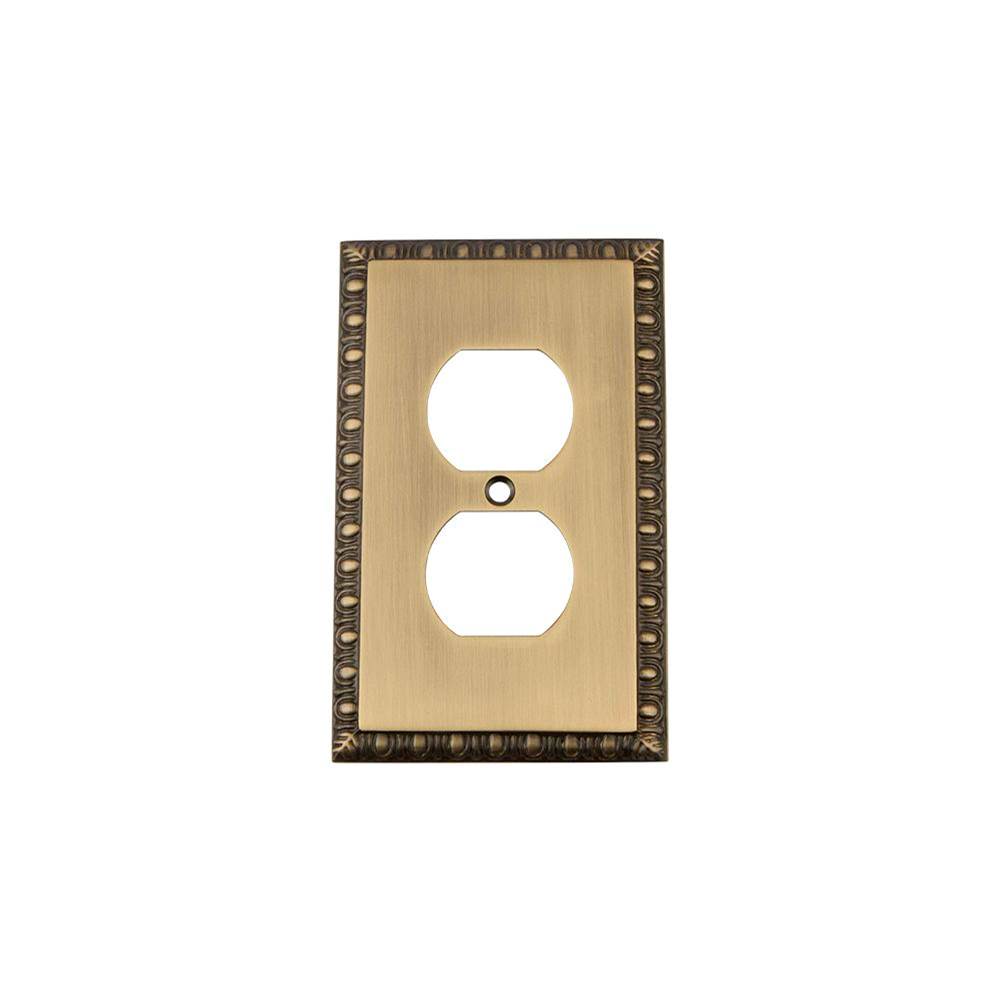 Nostalgic Warehouse Nostalgic Warehouse Egg & Dart Switch Plate with Outlet in Antique Brass