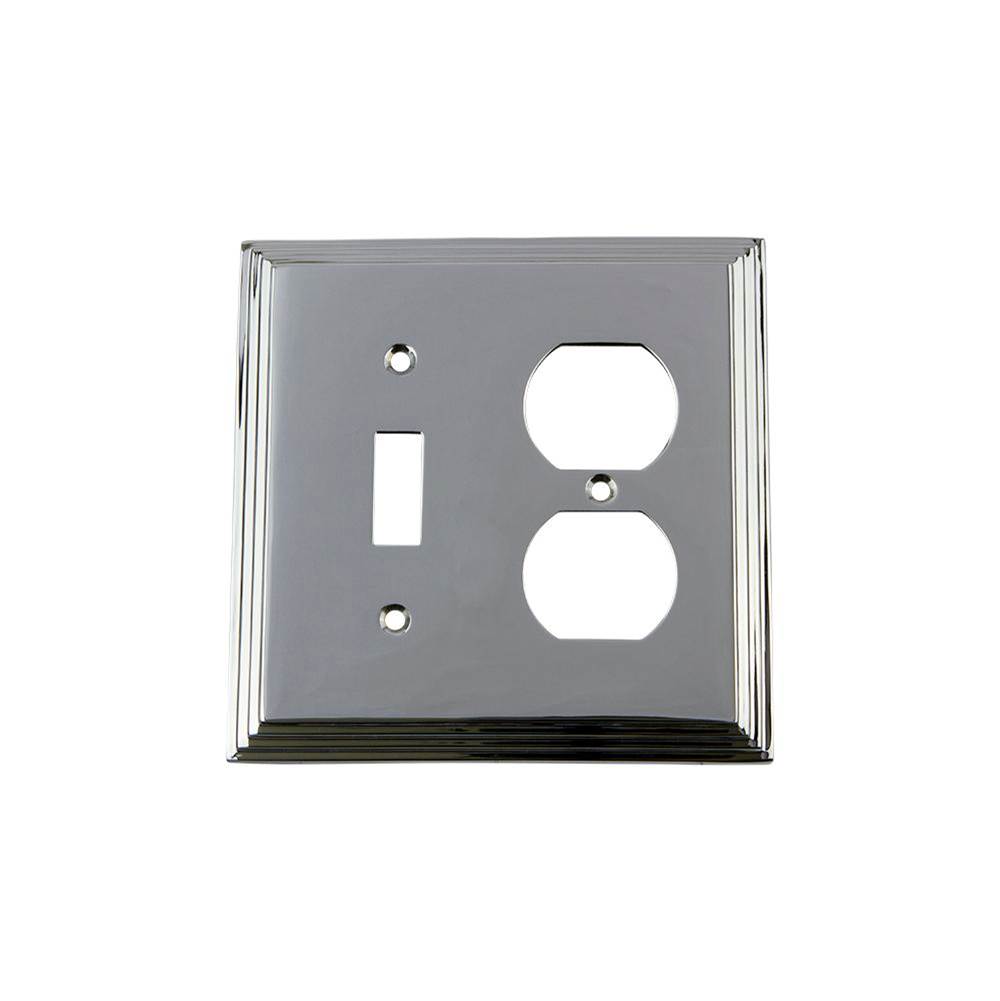 Nostalgic Warehouse Nostalgic Warehouse Deco Switch Plate with Toggle and Outlet in Bright Chrome