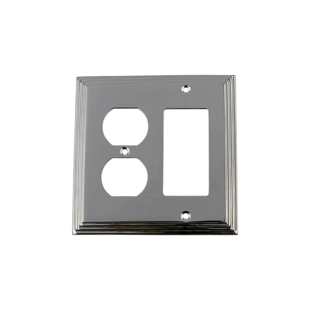 Nostalgic Warehouse Nostalgic Warehouse Deco Switch Plate with Rocker and Outlet in Bright Chrome