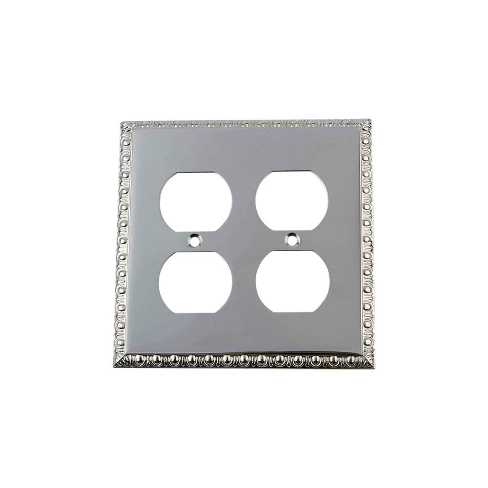 Nostalgic Warehouse Nostalgic Warehouse Egg & Dart Switch Plate with Double Outlet in Bright Chrome