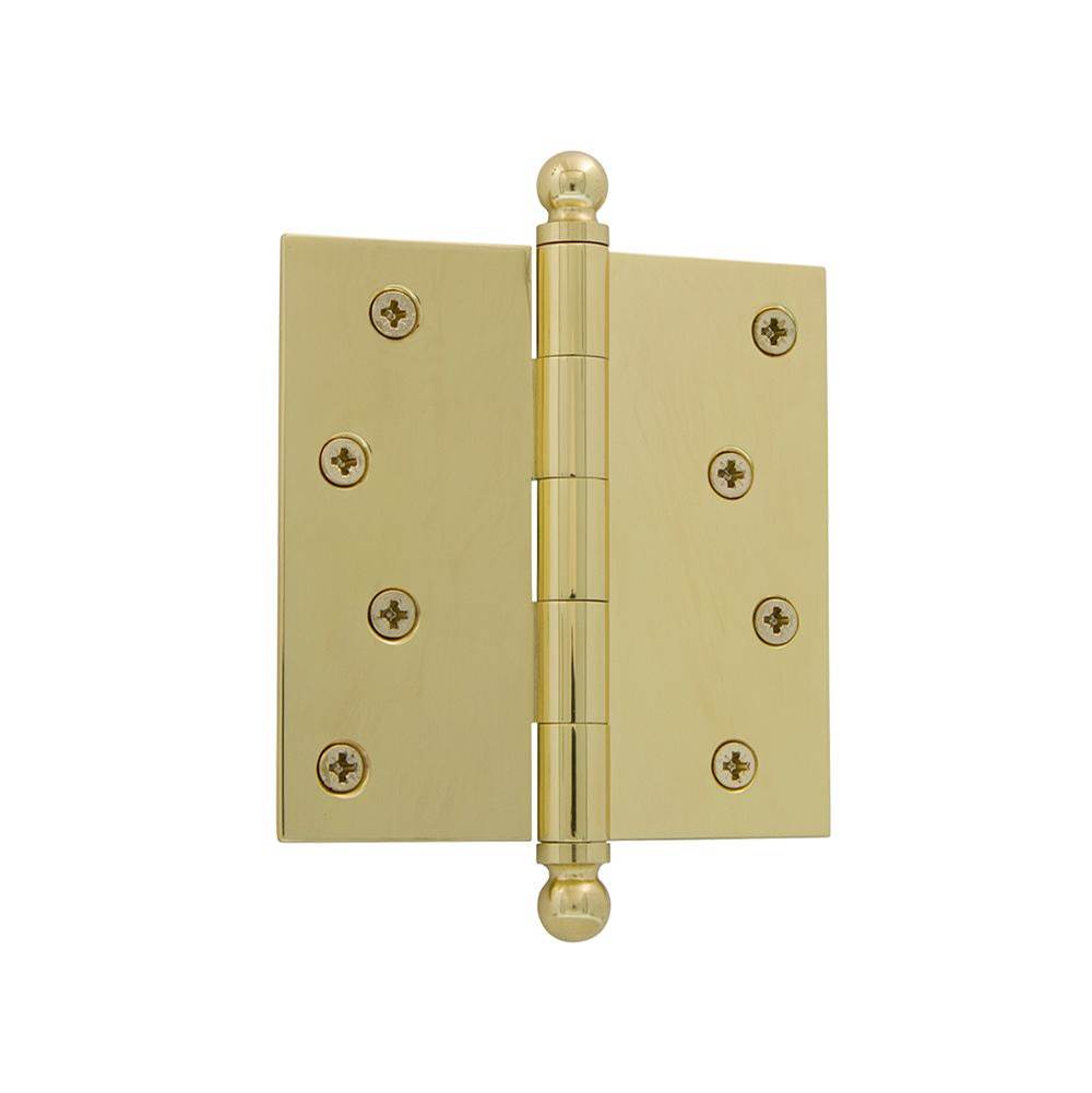 Nostalgic Warehouse Nostalgic Warehouse 4'' Ball Tip Residential Hinge with Square Corners in Polished Brass
