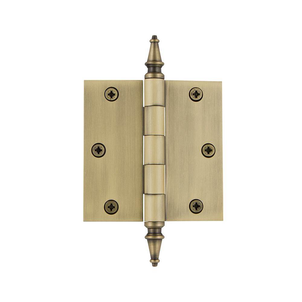 Nostalgic Warehouse Nostalgic Warehouse 3.5'' Steeple Tip Residential Hinge with Square Corners in Antique Brass