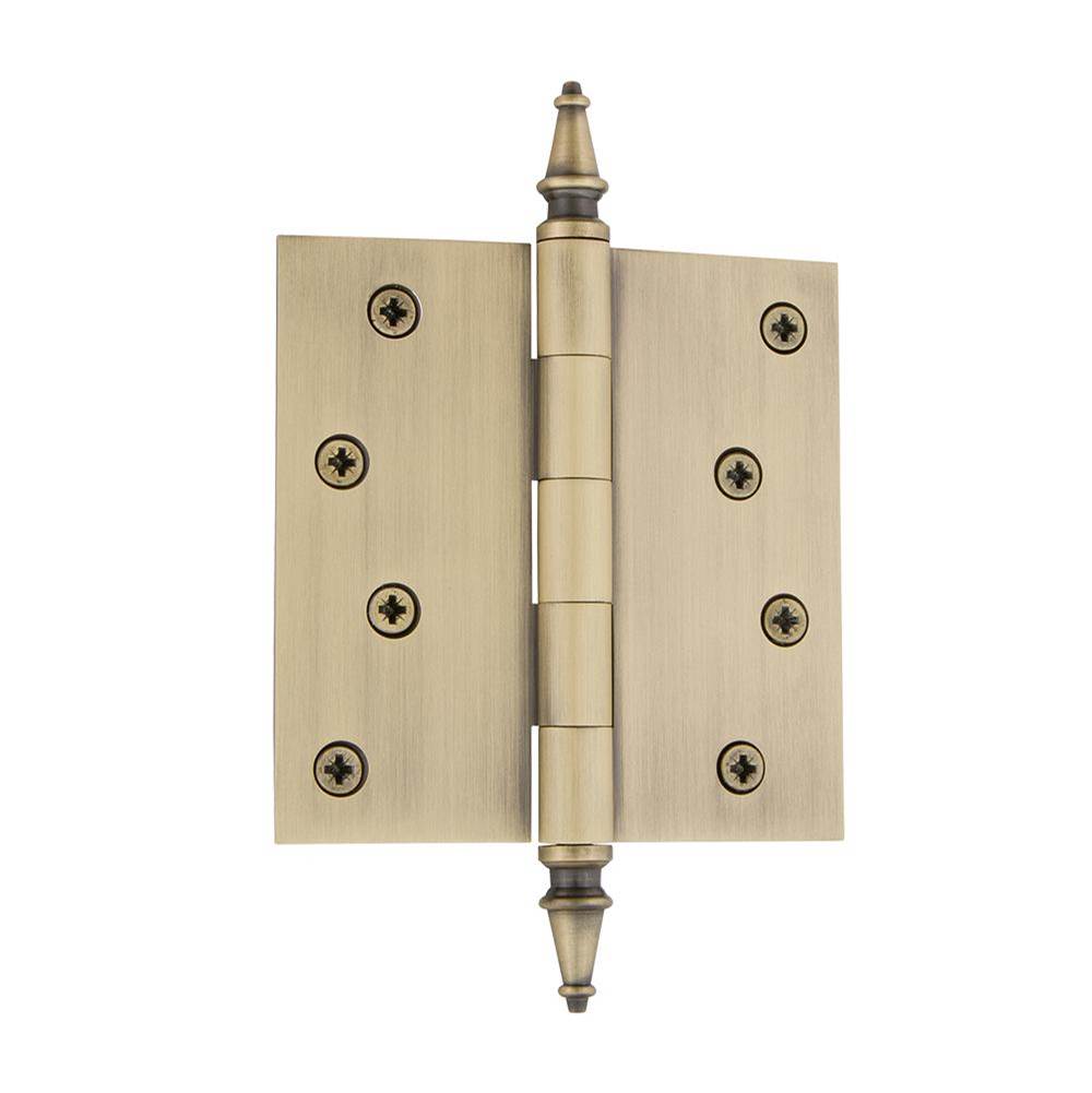 Nostalgic Warehouse Nostalgic Warehouse 4'' Steeple Tip Residential Hinge with Square Corners in Antique Brass