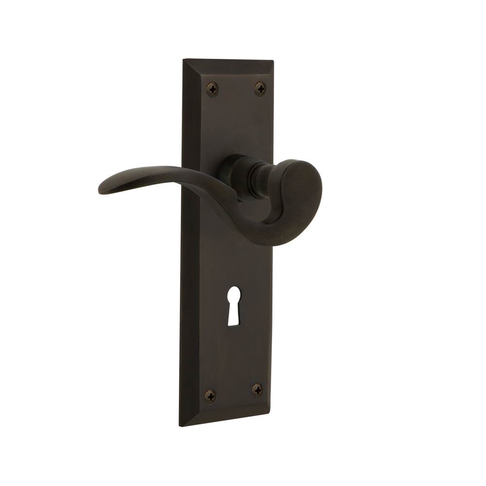 Nostalgic Warehouse Nostalgic Warehouse New York Plate Privacy with Keyhole Manor Lever in Oil-Rubbed Bronze