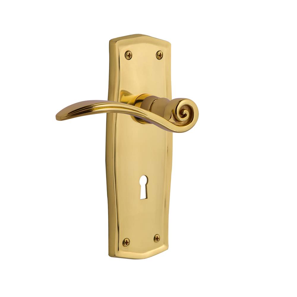Nostalgic Warehouse Nostalgic Warehouse Prairie Plate Privacy with Keyhole Swan Lever in Unlacquered Brass