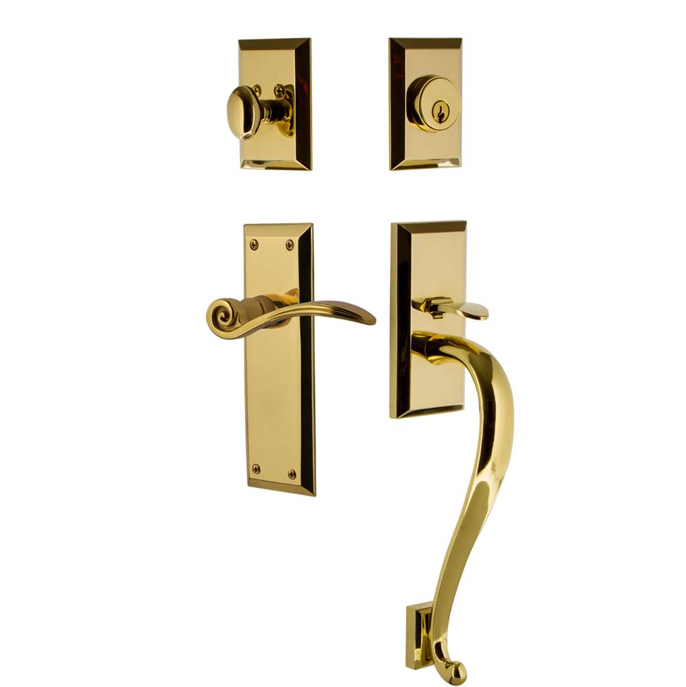 Nostalgic Warehouse Nostalgic Warehouse New York Plate S Grip Entry Set Swan Lever in Lifetime Brass