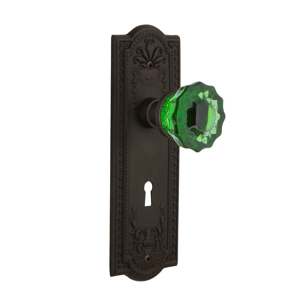 Nostalgic Warehouse Nostalgic Warehouse Meadows Plate with Keyhole Single Dummy Crystal Emerald Glass Door Knob in Oil-Rubbed Bronze