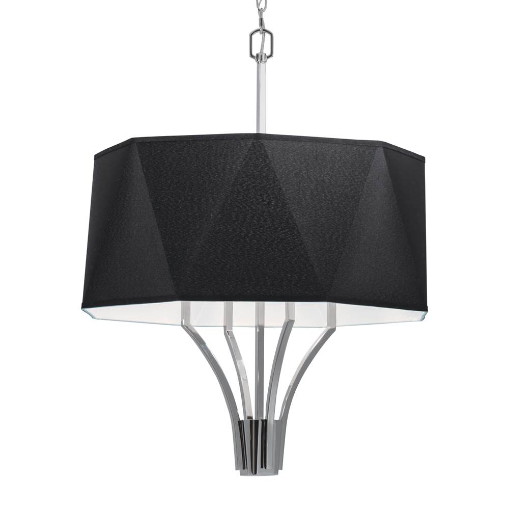 Norwell Diamond Chandelier - Polished Nickel with Black Shade