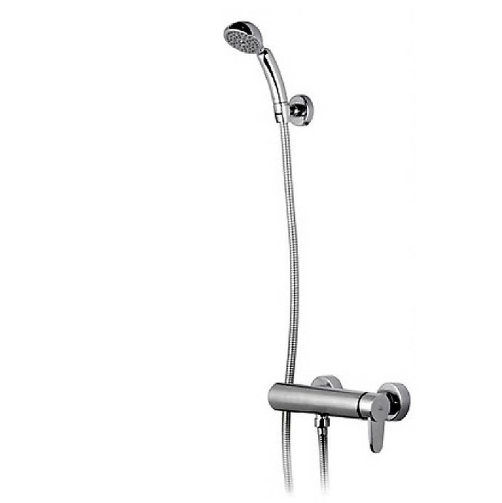 Outdoor Shower Wall Mount Hot & Cold Hand Spray - ''Romeo'' Lever Handle, Hand Spray, Hose, & Wall Bracket
