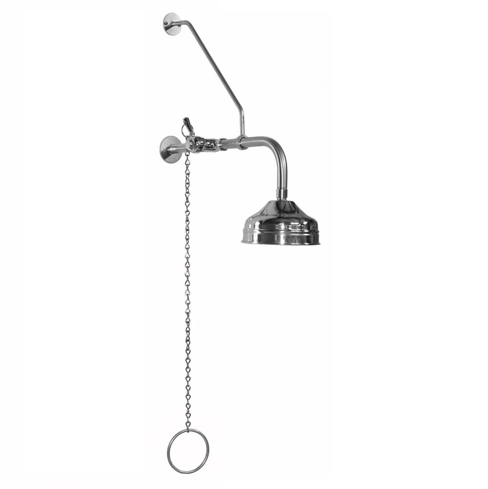 Outdoor Shower Wall Mount Single Supply Shower - Pull Chain Valve, 6'' Shower Head