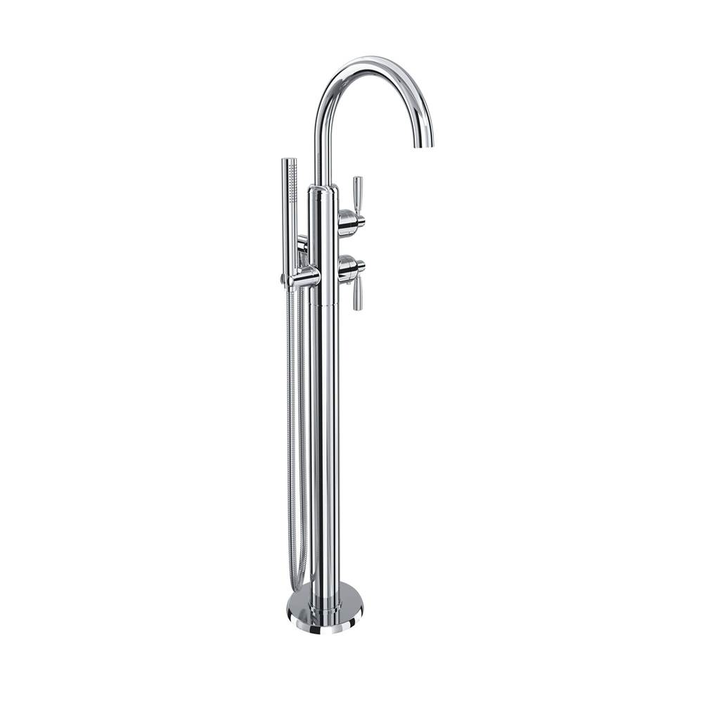 Rohl Holborn™ Single Hole Floor Mount Tub Filler Trim With C-Spout