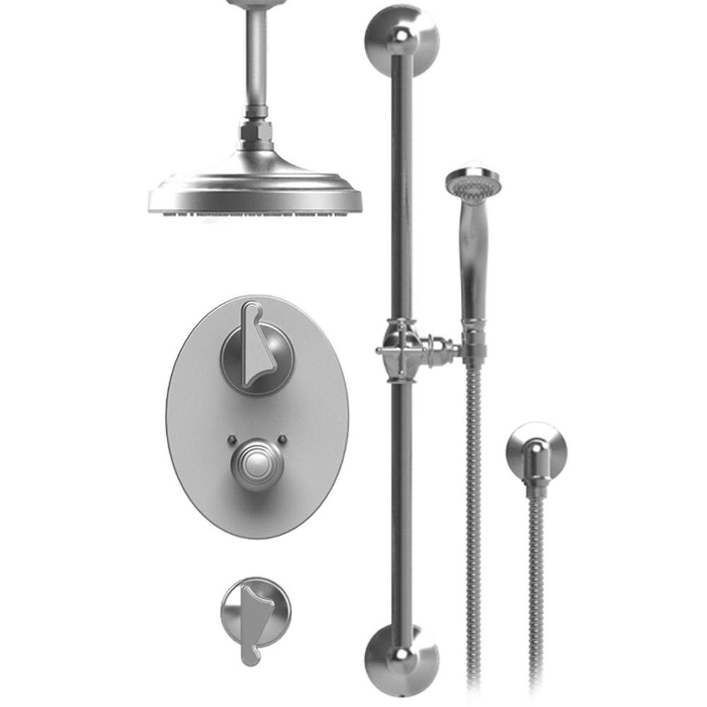 Rubinet Temperature Control Shower With Two Seperate Volume Controls, Aquatron Shower Head, Bar, Integral Supply & Hand Held Shower 8'' Ceiling Mount Trim Onl