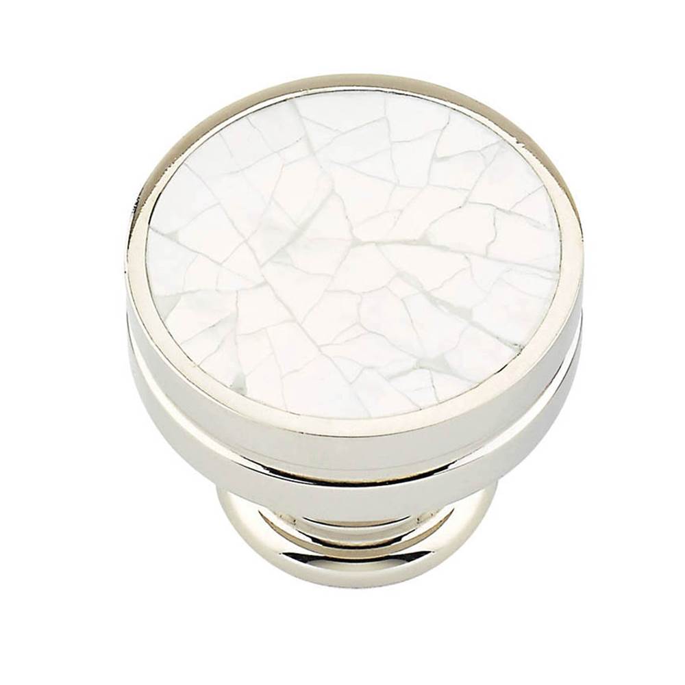 Schaub And Company Knob, Round, Mother of Pearl, Polished Nickel, 1-3/8'' dia