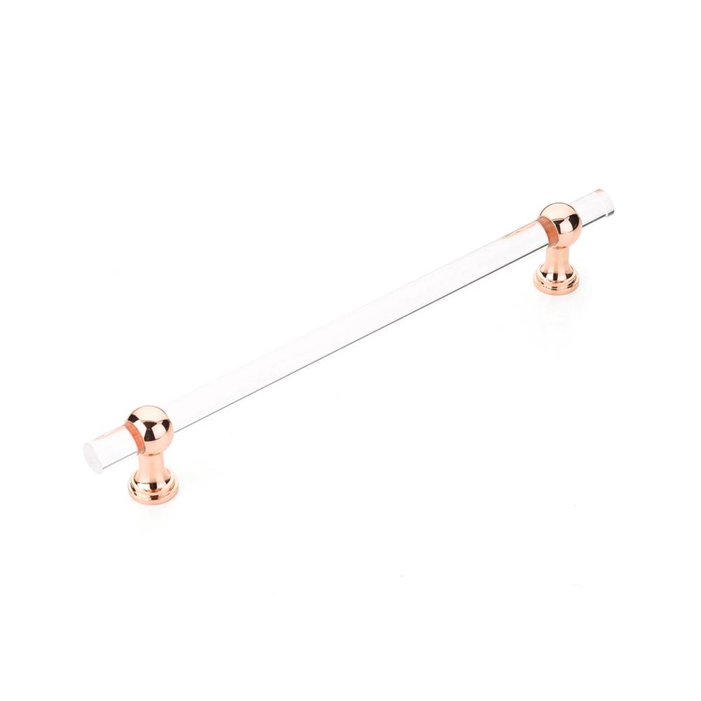 Schaub And Company Concealed Surface, Appliance Pull, NON-Adjustable Clear Acrylic, Polished Rose Gold, 12'' cc