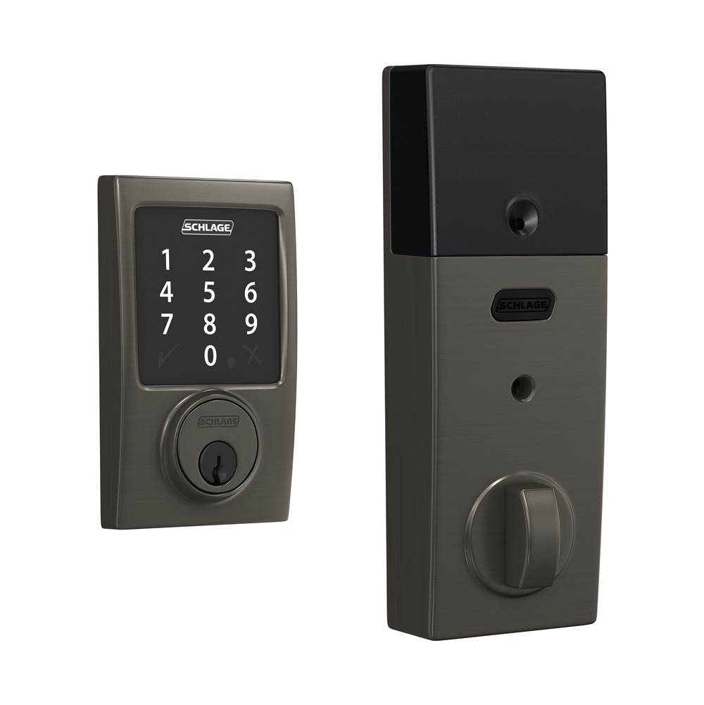 Schlage Connect Smart Deadbolt with Century Trim in Black Stainless, Z-Wave Plus Enabled
