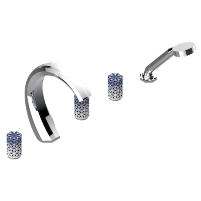 THG Roman Tub Set With 2 x 3/4'' Valves And Rim Mounted Ceramic Mixer With Progressive Cartridge And Handshower