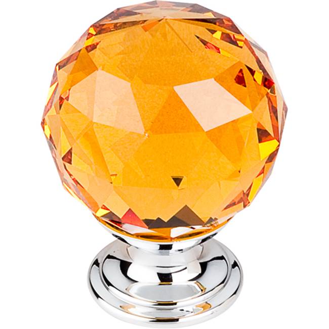 Top Knobs Amber Crystal Knob 1 3/8 Inch Polished Chrome Base