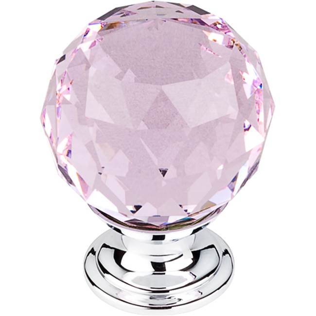 Top Knobs Pink Crystal Knob 1 3/8 Inch Polished Chrome Base