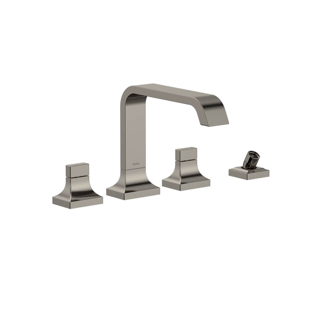 TOTO Toto® Gc Two-Handle Deck-Mount Roman Tub Filler Trim With Handshower, Polished Nickel