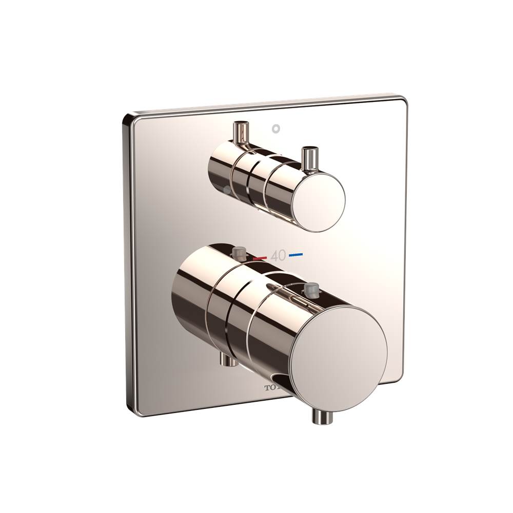 TOTO Toto® Square Thermostatic Mixing Valve With Volume Control Shower Trim, Polished Nickel
