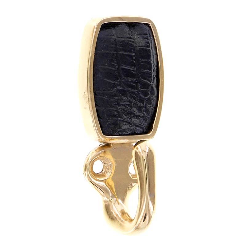 Vicenza Designs Equestre, Hook, Leather Insert, Black, Polished Gold