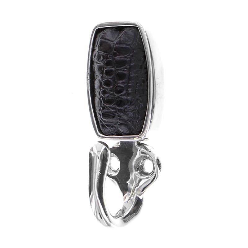 Vicenza Designs Equestre, Hook, Leather Insert, Black, Polished Silver