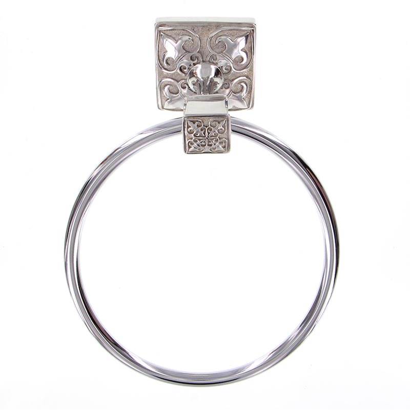 Vicenza Designs Fleur de Lis, Towel Ring, Polished Silver